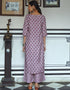 classy purple pure maslin all season designer pure maslin heavy digital print purple kurti & bottom straight design pant uc-aayaa7003 Side View